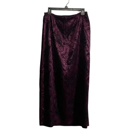 Vtg Fashion Bug S Purple Black Velvet Burnout Maxi Skirt Witchy Whimsigoth Vamp - Picture 2 of 6